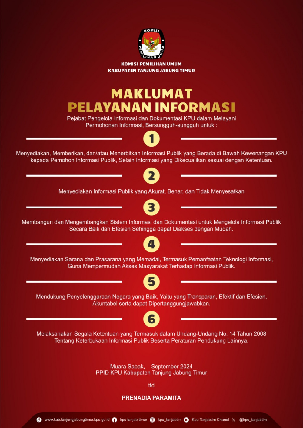 Maklumat PPID KPU Kab.Tanjung Jabung Timur