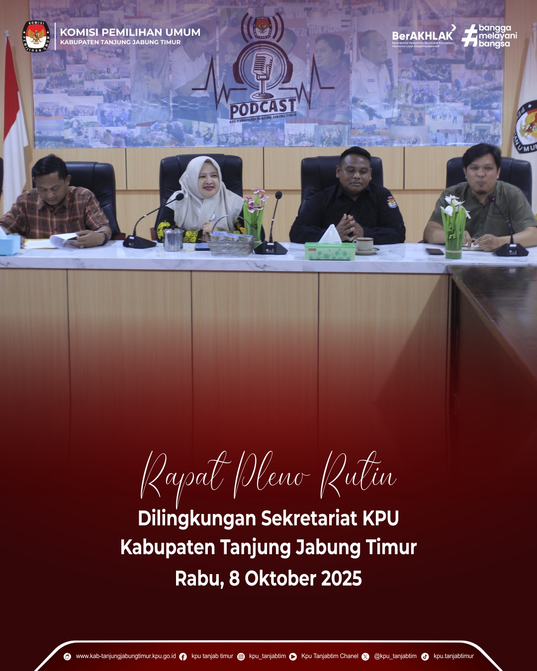 Rapat Pleno Rutin di Lingkungan Sekretariat KPU Kab. Tanjab Timur, Rabu 8 Oktober 2025