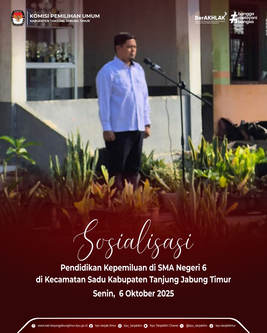 Sosialisasi Pendidikan Kepemiluan di SMA Negeri 6 Tanjung Jabung Timur, Senin 6 Oktober 2025