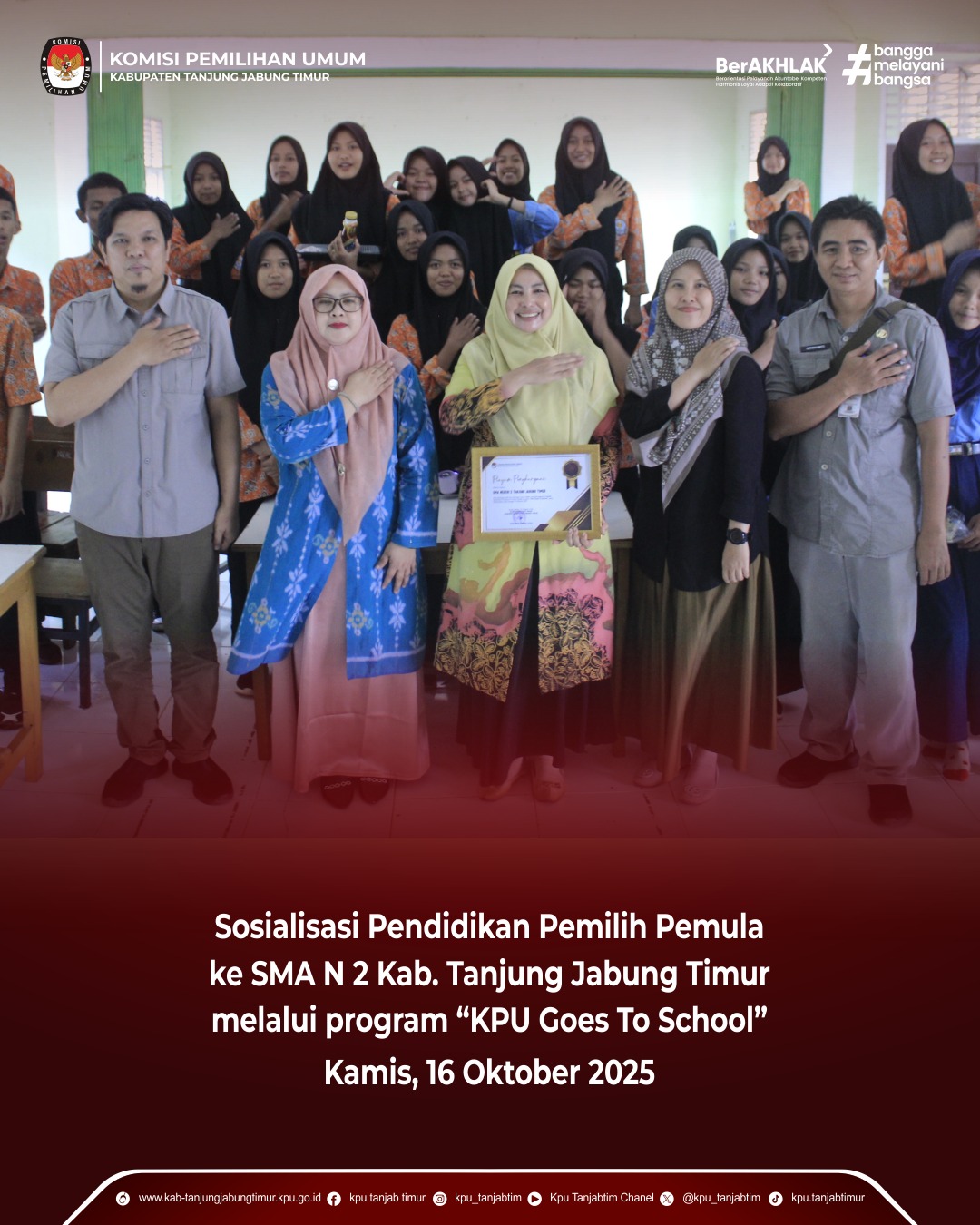 Sosialisasi Pendidikan Pemilih Pemula ke SMA Negeri 2 Kab. Tanjab Timur_Kamis 16 Oktober 2025