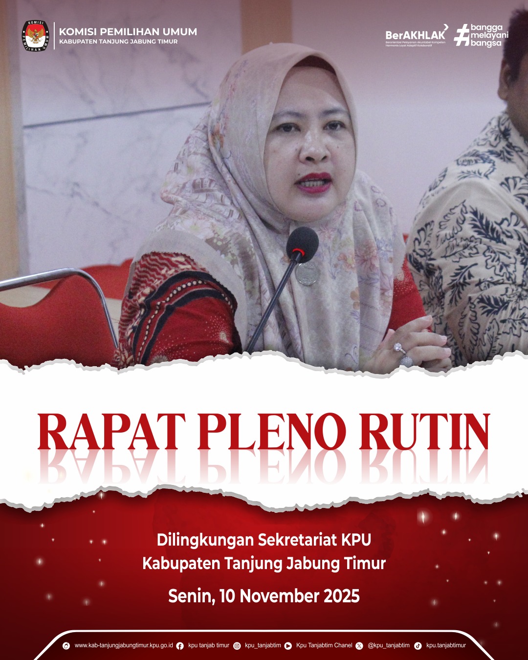 Rapat Pleno Rutin di Lingkungan Sekretariat KPU Kab.TJT_Senin, 10 Nov 2025