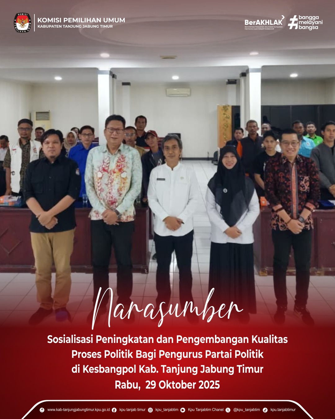 Narasumber Sosialisasi Peningkatan & Pengembangan Kualitas Proses Politik di Kesbangpol Kab. TJT