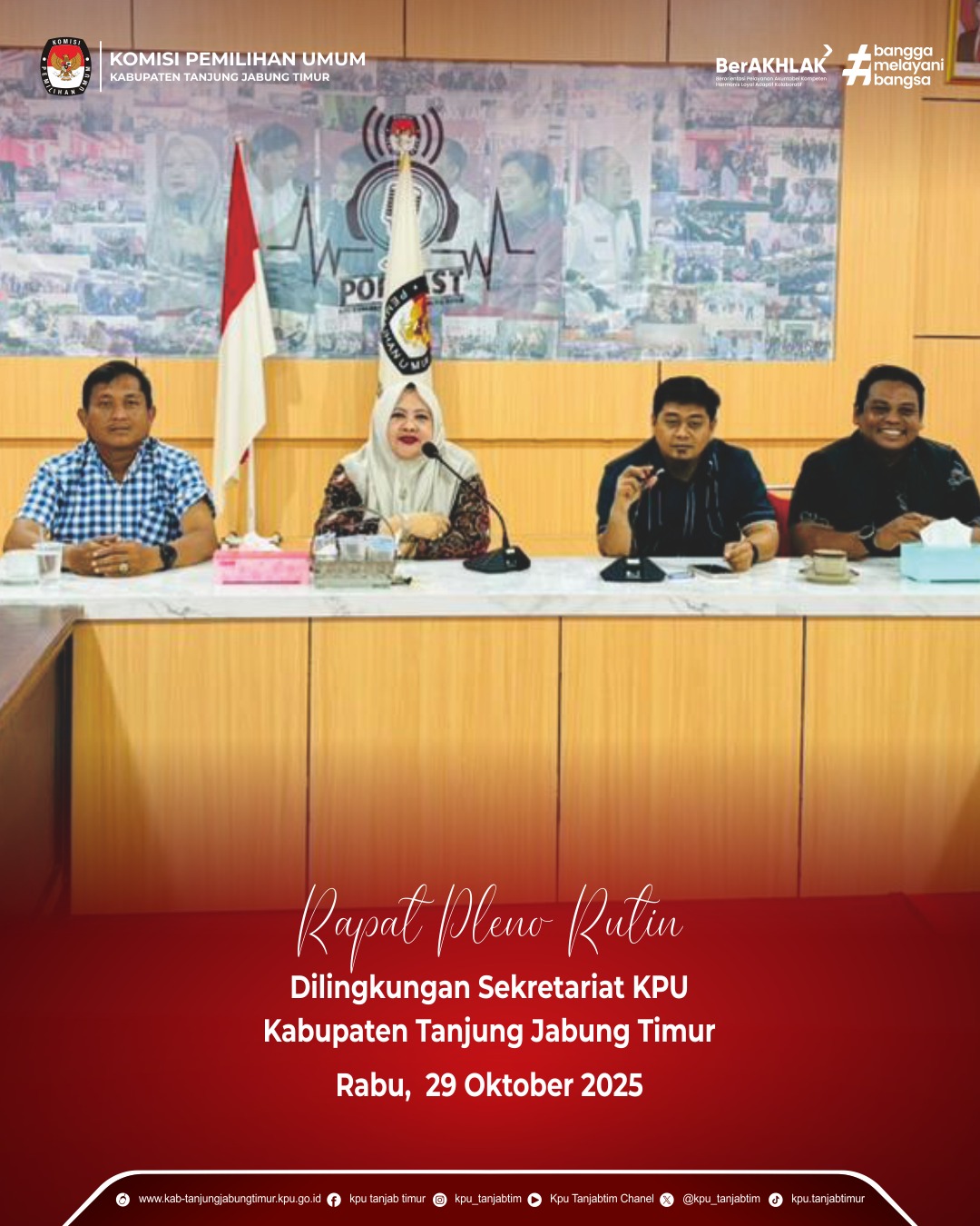 Rapat Pleno Rutin di Lingkungan Sekretariat KPU Kab. TJT_Rabu, 29 Okt 2025