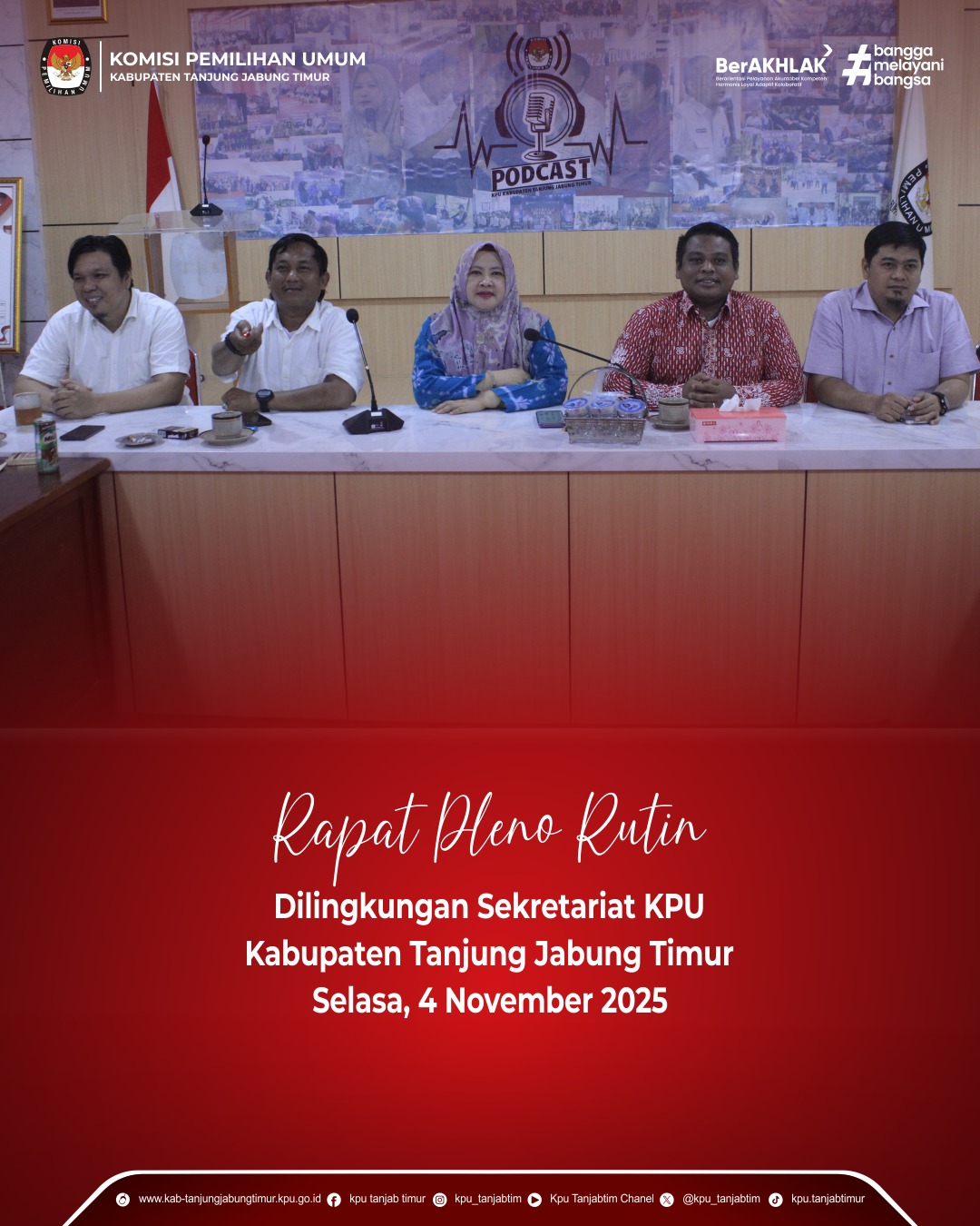 Rapat Pleno Rutin di Lingkungan Sekretariat KPU Kab. TJT_Selasa, 4 Nov 2025