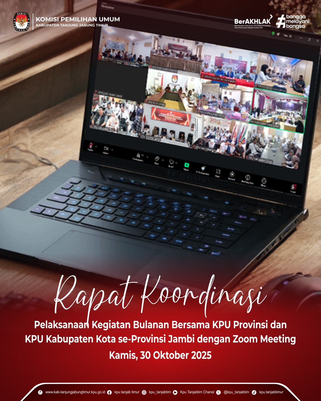 Rakoor Pelaksanaan Keg Bulanan Bersama KPU Prov Jambi_Kamis 30 Okt 2025